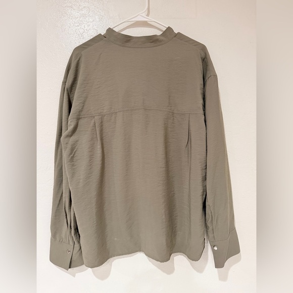 Vince Olive Green Women's Utility Long-Sleeve Tie-Neck Blouse size M - Picture 5 of 9